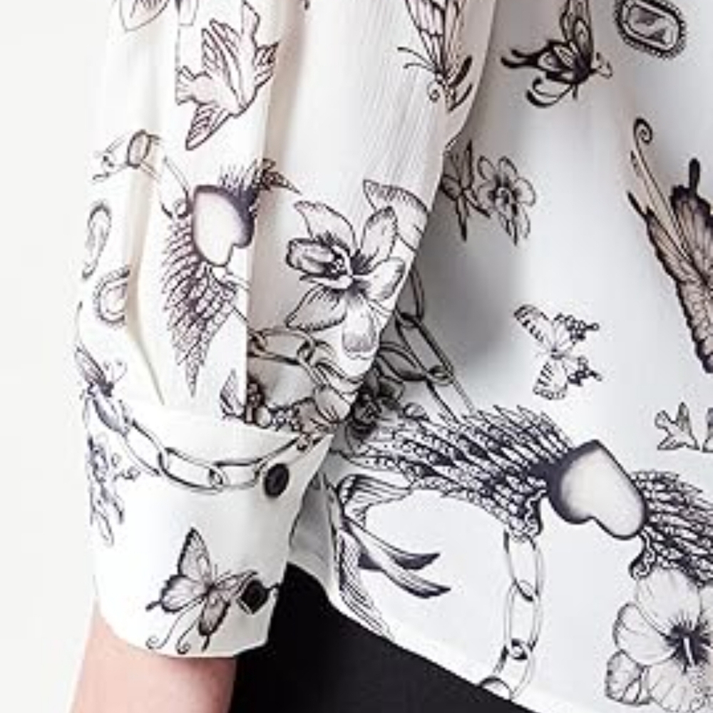 PINKO Corisha Tattoo Print Crepe Blouse - Picture 4 of 13